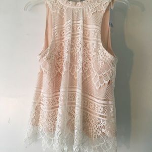 Lauren Conrad Pink lace tank top
